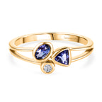 Luxuriant - Tanzanite & Lab Grown Diamond (SI/G-H) Ring in Yellow Gold Plated Sterling Silver 0.55 Ct._8579466