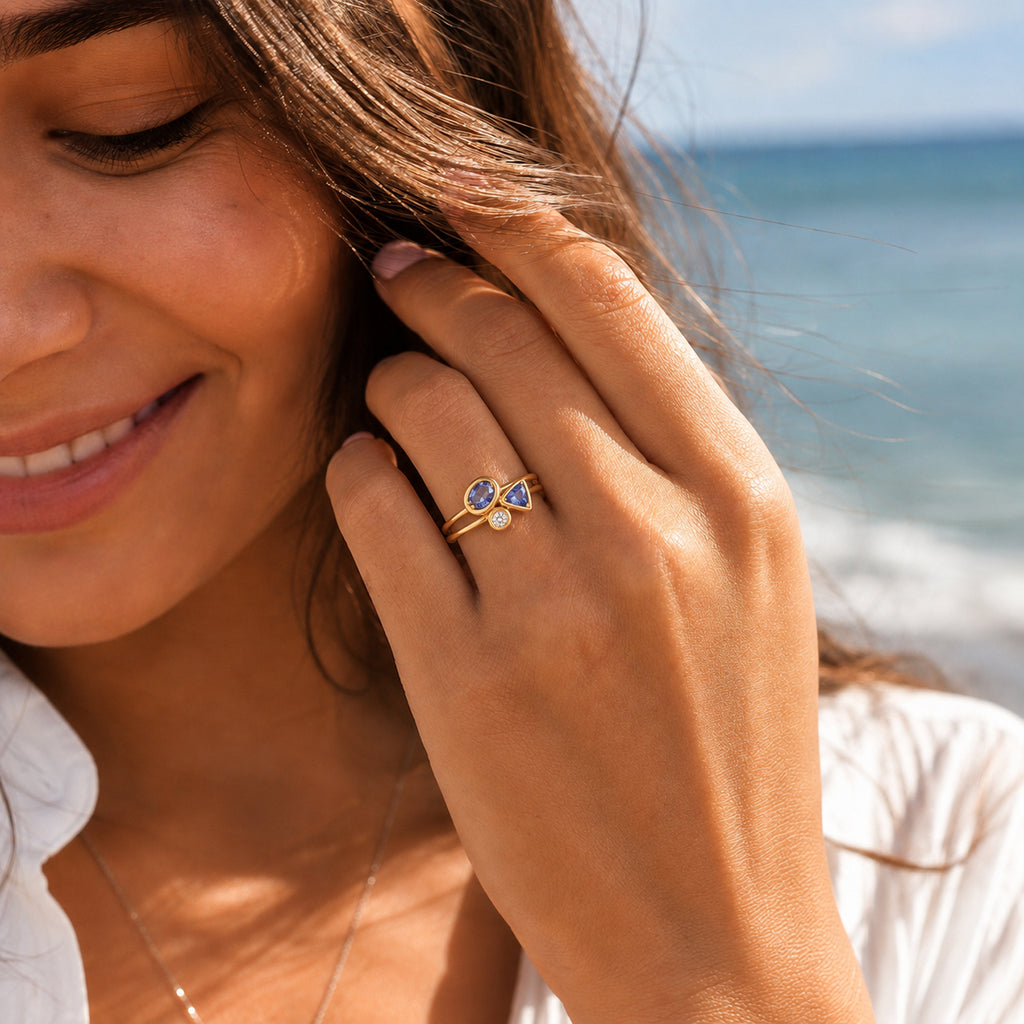 Luxuriant - Tanzanite & Lab Grown Diamond (SI/G-H) Ring in Yellow Gold Plated Sterling Silver 0.55 Ct._8579466_1