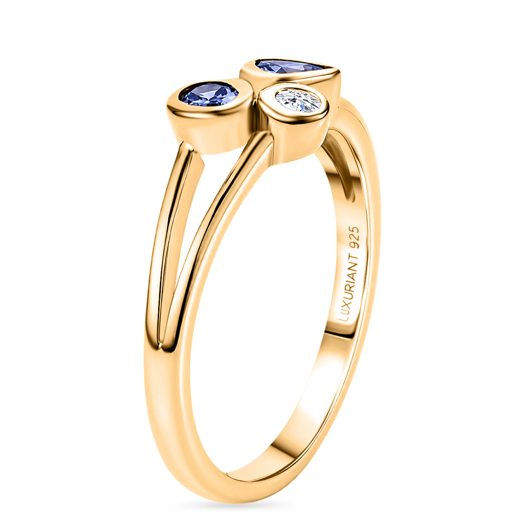 Luxuriant - Tanzanite & Lab Grown Diamond (SI/G-H) Ring in Yellow Gold Plated Sterling Silver 0.55 Ct._8579466_3