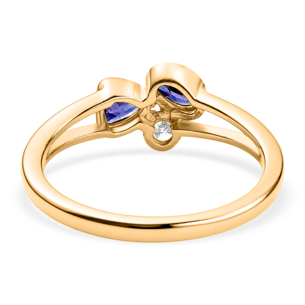 Luxuriant - Tanzanite & Lab Grown Diamond (SI/G-H) Ring in Yellow Gold Plated Sterling Silver 0.55 Ct._8579466_4