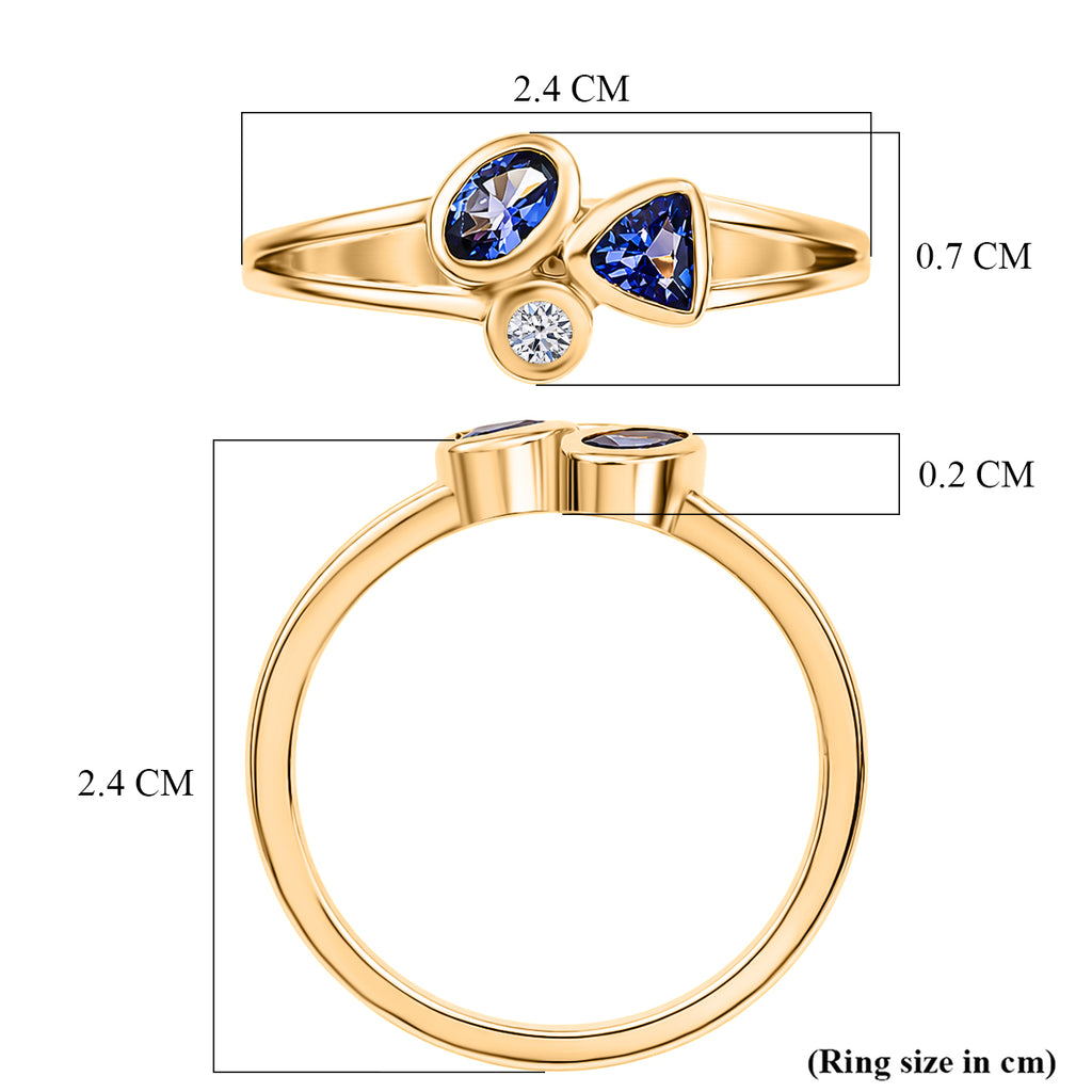 Luxuriant - Tanzanite & Lab Grown Diamond (SI/G-H) Ring in Yellow Gold Plated Sterling Silver 0.55 Ct._8579466_7
