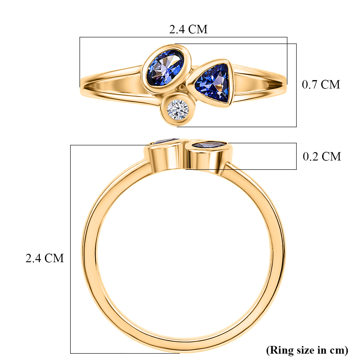 Luxuriant - Tanzanite &amp; Lab Grown Diamond (SI/G-H) Ring in Yellow Gold Plated Sterling Silver 0.55 Ct. V32605967 8