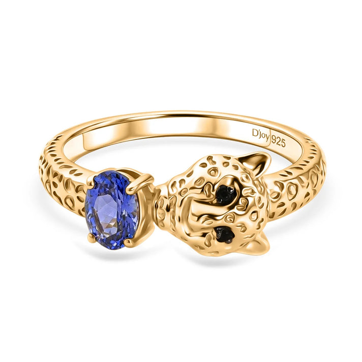 Live From Tanzania - D'Joy - Tanzanite &amp; Black Spinel Living Creature Panther Ring in 18K Vermeil Yellow Gold Plated Sterling Silver 8579473 1