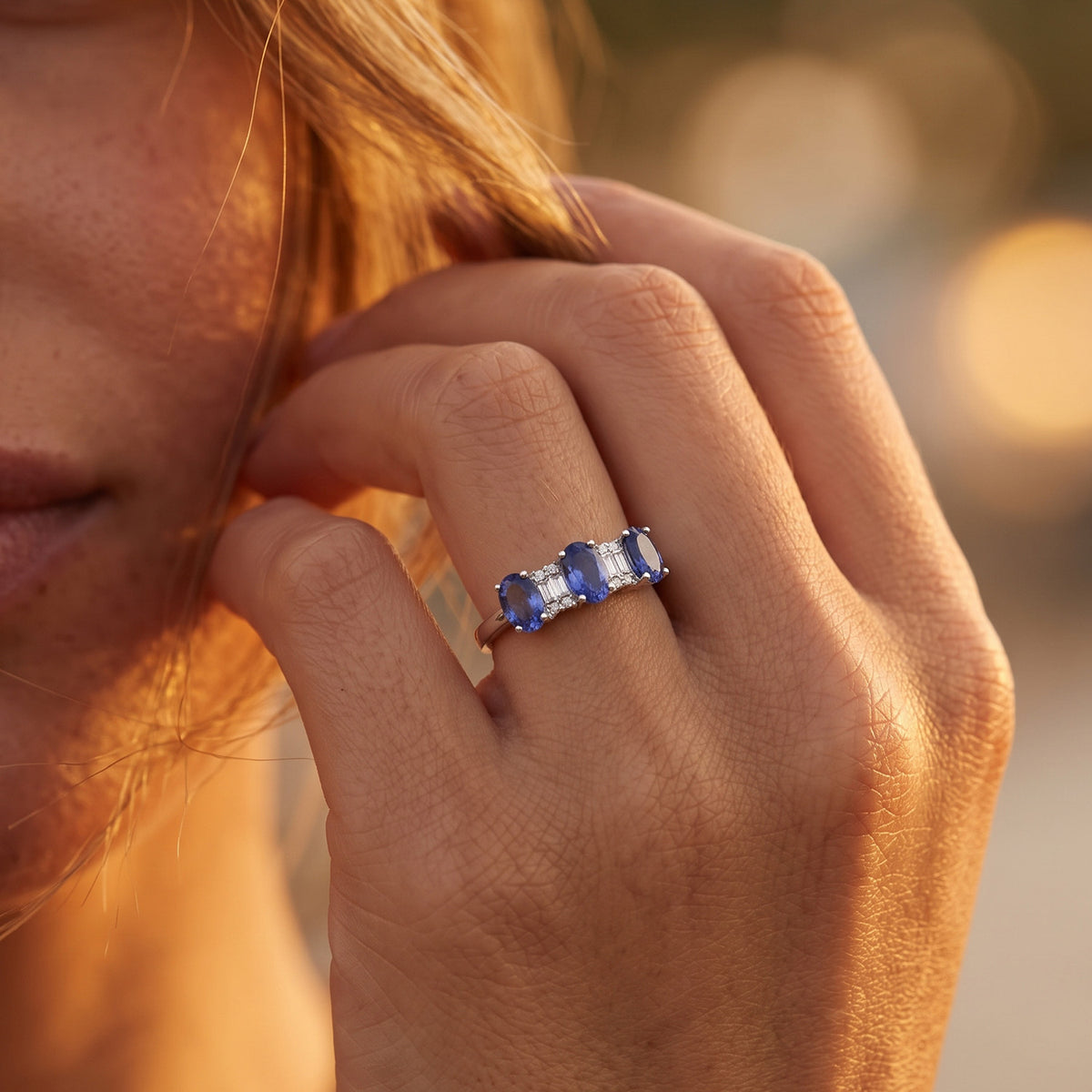 Luxuriant - Tanzanite &amp; Lab Grown Diamond (SI/G-H) Ring in Rhodium Overlay Sterling Silver 1.54 Ct. 8579482 2