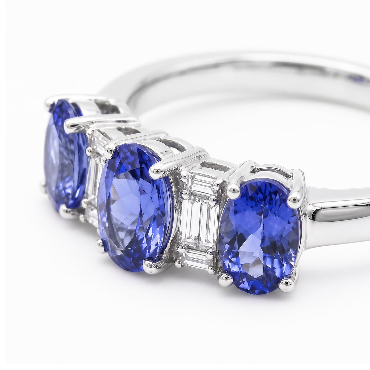 Luxuriant - Tanzanite &amp; Lab Grown Diamond (SI/G-H) Ring in Rhodium Overlay Sterling Silver 1.54 Ct. 8579482 3