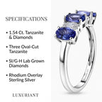 Luxuriant - Tanzanite & Lab Grown Diamond (SI/G-H) Ring in Rhodium Overlay Sterling Silver 1.54 Ct._8579482_6