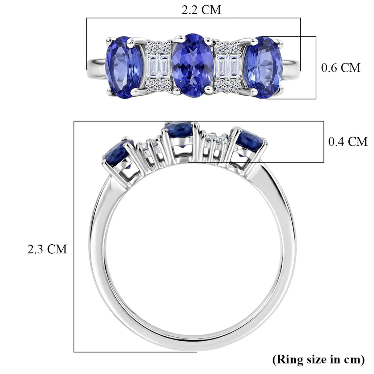 Luxuriant - Tanzanite &amp; Lab Grown Diamond (SI/G-H) Ring in Rhodium Overlay Sterling Silver 1.54 Ct. 8579482 8