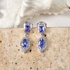 D'Joy Tanzanite, White Zircon Dangling Earring in Rhodium OverlaySterling Silver  1.304  Ct._8579493_2