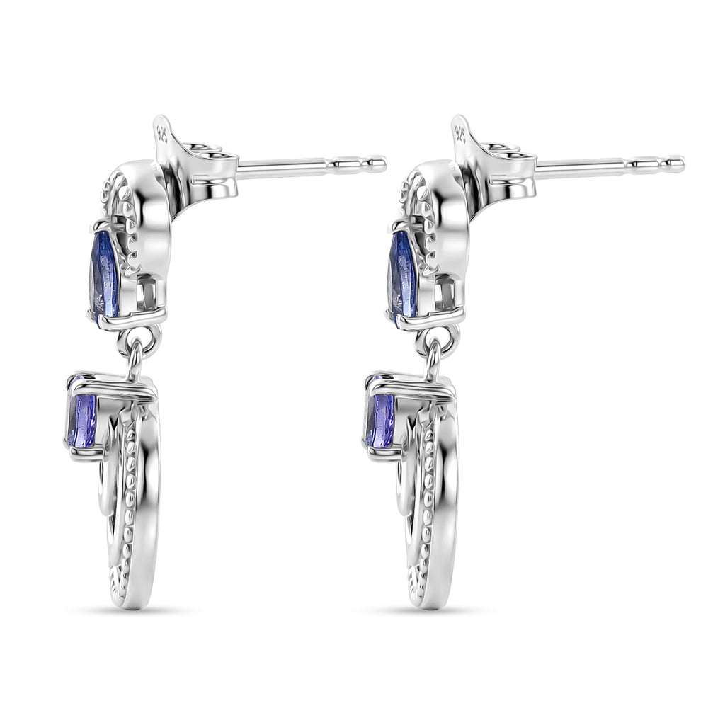 D'Joy Tanzanite Dangling Earring in Rhodium OverlaySterling Silver  0.864  Ct._8579554_3