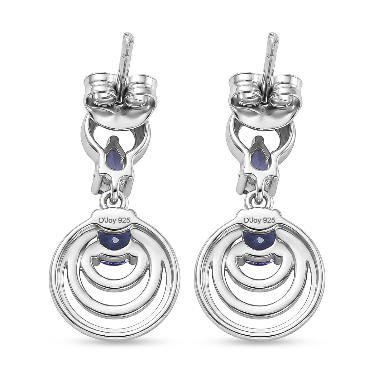 D'Joy - Tanzanite Dangling Earring with Push Post in Rhodium Overlay Sterling Silver 8579554 5