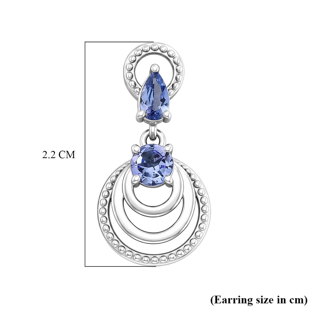 D'Joy Tanzanite Dangling Earring in Rhodium OverlaySterling Silver  0.864  Ct._8579554_5