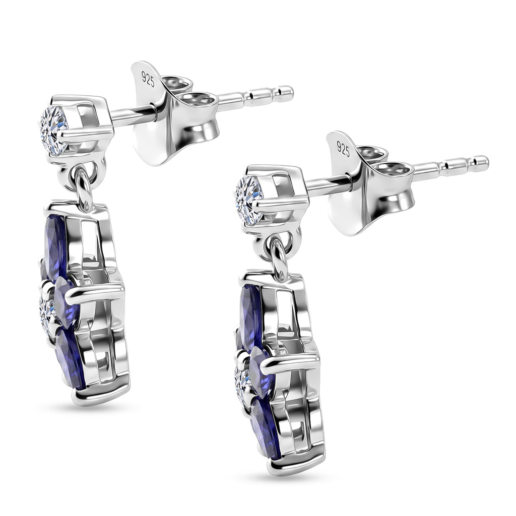 Luxuriant Tanzanite, Lab Grown Diamond Dangling Earring in Rhodium OverlaySterling Silver  2.278  Ct._8579555_3