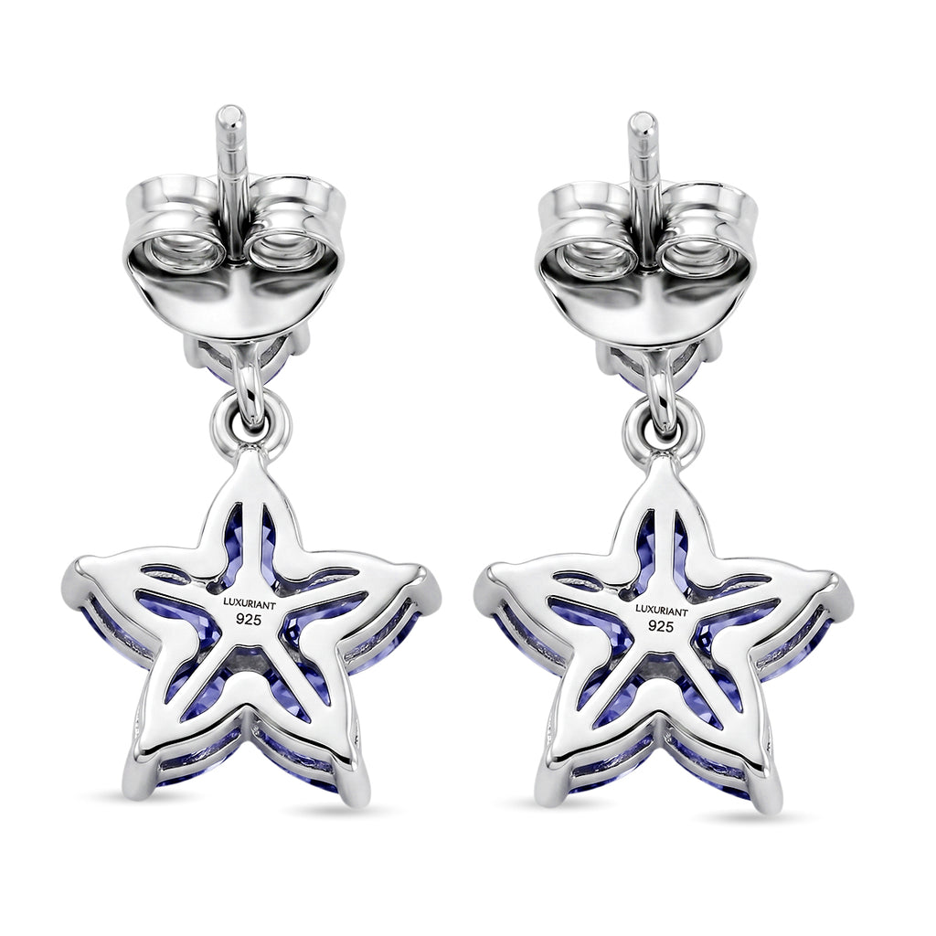 Luxuriant Tanzanite, Lab Grown Diamond Dangling Earring in Rhodium OverlaySterling Silver  2.278  Ct._8579555_4