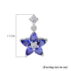 Luxuriant - Tanzanite & Lab Grown Diamond (SI/G-H) Floral Dangling Earring with Push Post in Rhodium Overlay Sterling Silver 2.30 Ct._8579555_6