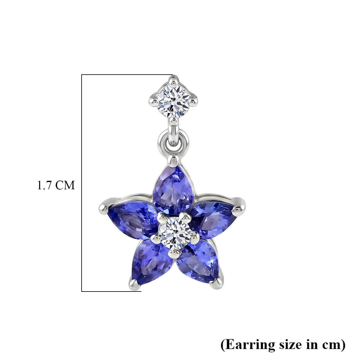 Luxuriant - Tanzanite &amp; Lab Grown Diamond (SI/G-H) Floral Dangling Earring with Push Post in Rhodium Overlay Sterling Silver 2.30 Ct. V32674898 7