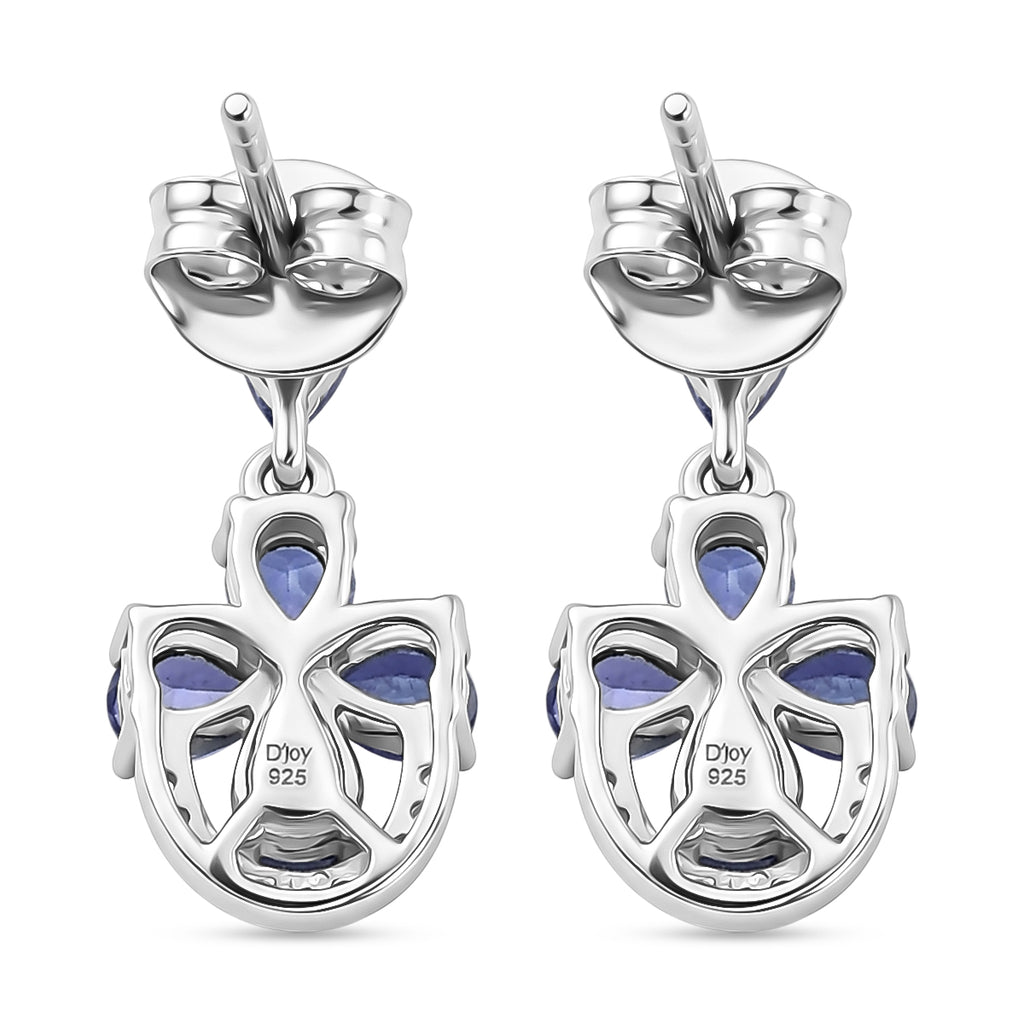 D'Joy Tanzanite, White Zircon Dangling Earring in Rhodium OverlaySterling Silver  1.752  Ct._8579556_4