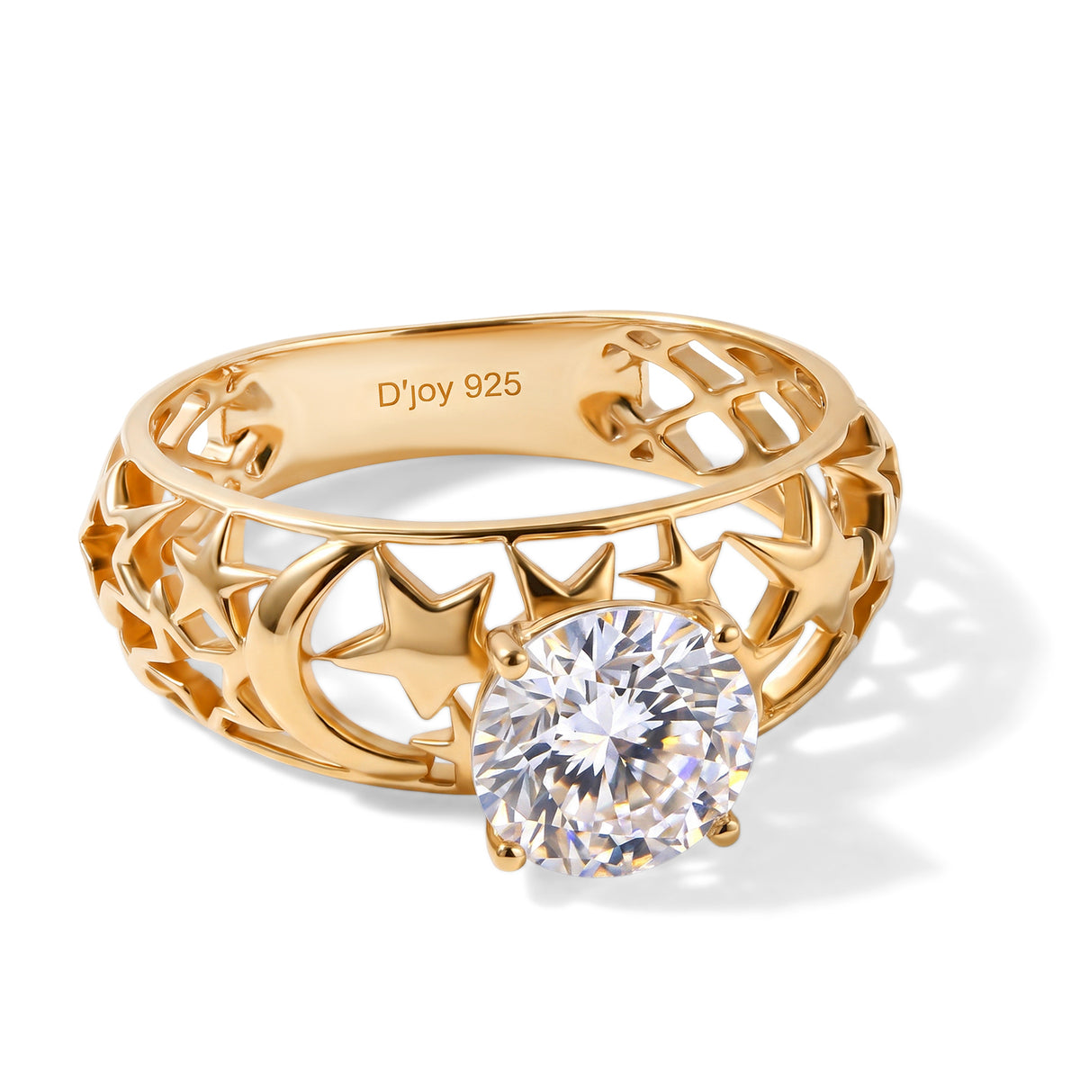 D'Joy - Moissanite Solitaire Ring in Yellow Gold Plated Sterling Silver 1.15 Ct. 8579574 0