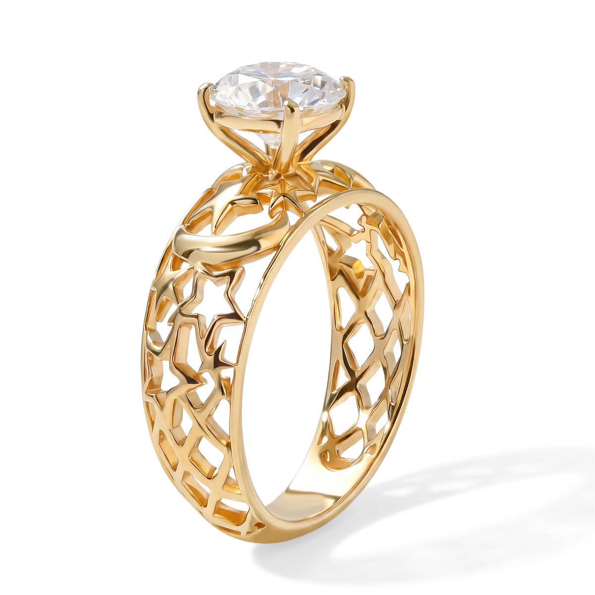 D'Joy - Moissanite Solitaire Ring in Yellow Gold Plated Sterling Silver 1.15 Ct. 8579574 2
