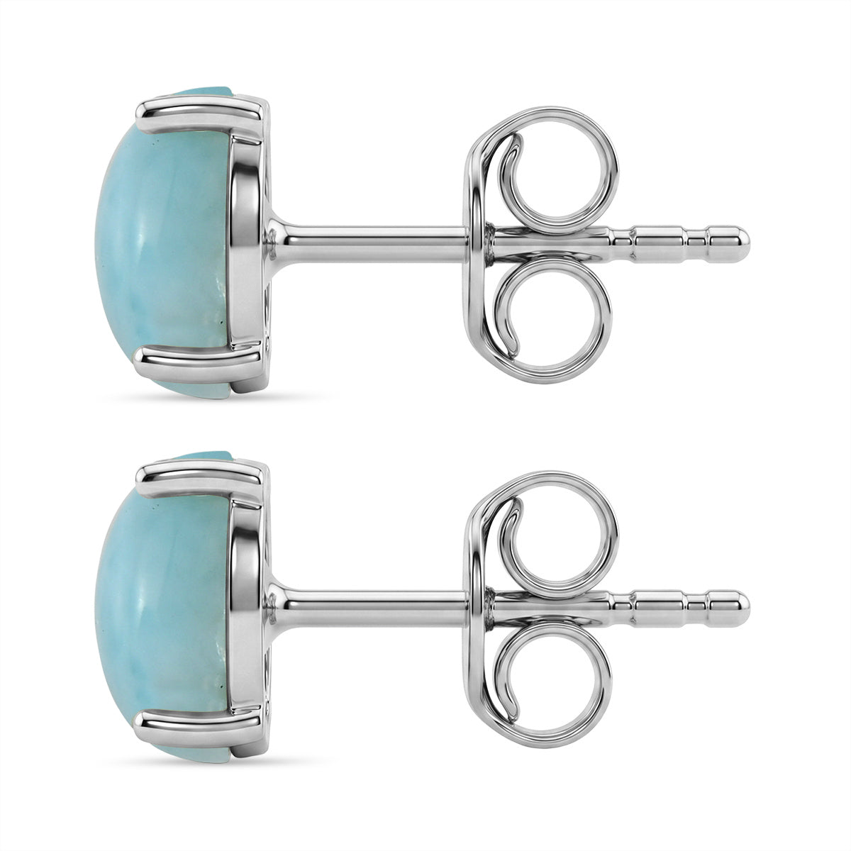 D'Joy - Natural Larimar Solitaire Stud Push Post Earring in Platinum Overlay Sterling Silver 2.00 Ct. 8579600 3