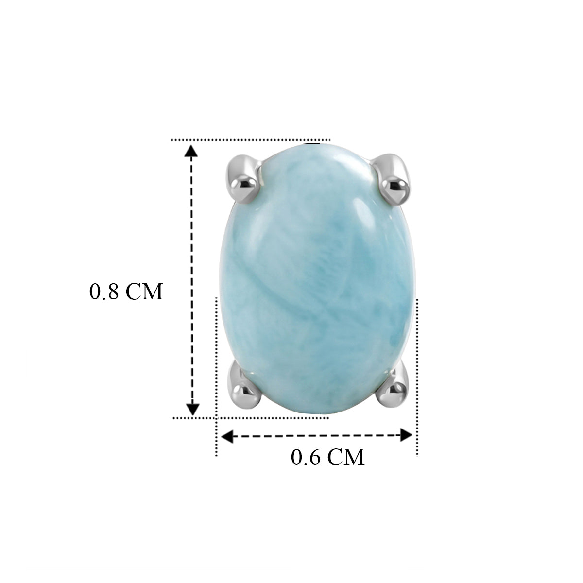D'Joy - Natural Larimar Solitaire Stud Push Post Earring in Platinum Overlay Sterling Silver 2.00 Ct. 8579600 4