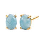 D'Joy - Natural Larimar Solitaire Stud Push Post Earring in Yellow Gold Plated Sterling Silver 2.00 Ct._8579601