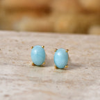D'Joy - Natural Larimar Solitaire Stud Push Post Earring in Yellow Gold Plated Sterling Silver 2.00 Ct._8579601_2