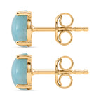 D'Joy - Natural Larimar Solitaire Stud Push Post Earring in Yellow Gold Plated Sterling Silver 2.00 Ct._8579601_3