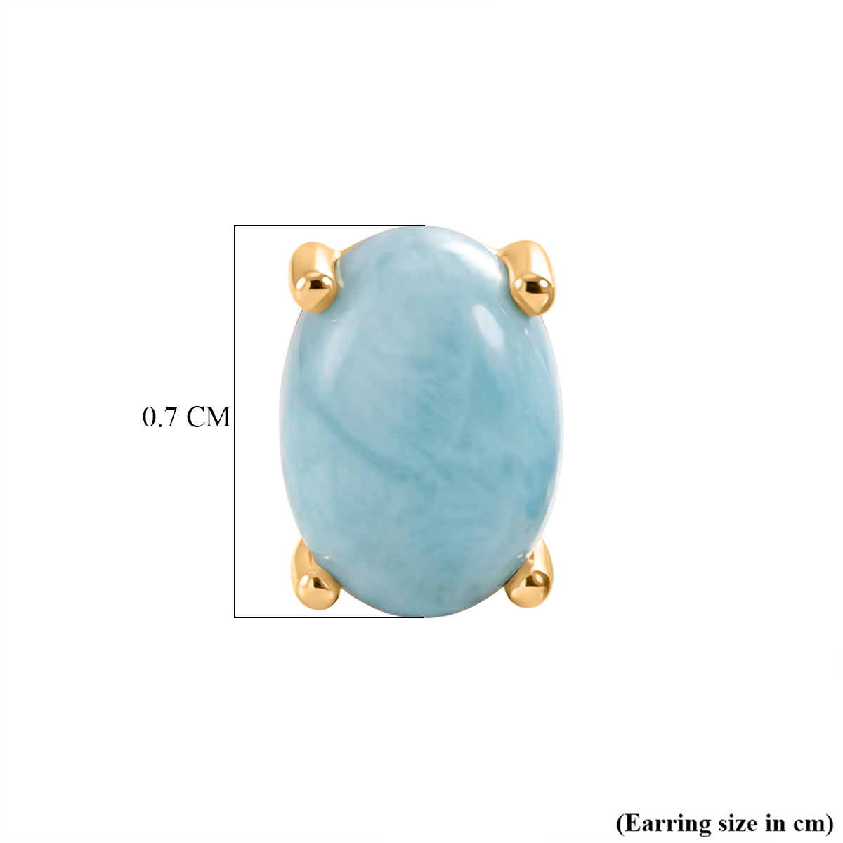 D'Joy - Natural Larimar Solitaire Stud Push Post Earring in Yellow Gold Plated Sterling Silver 2.00 Ct. V32577356 4