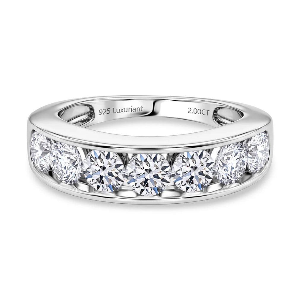 Luxuriant - SGL Certified Lab Grown Diamond (SI/G-H) Half Eternity Band Ring in Rhodium Overlay Sterling Silver 2.00 Ct._8579633