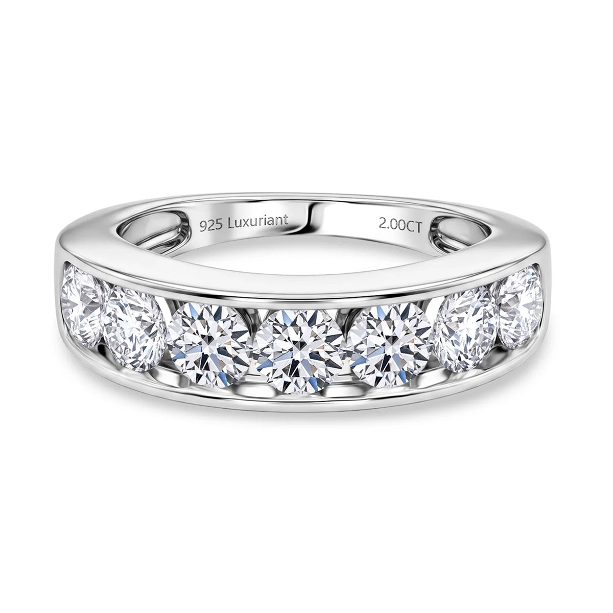 LUXURIANT 2 Ct. SGL Certified Lab Grown Diamond (SI-G-H) Half Eternity Band Ring in Rhodium Overlay Sterling Silver 8579633 0