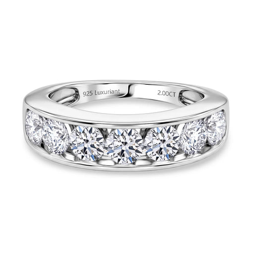 Luxuriant - SGL Certified Lab Grown Diamond (SI-G-H) Half Eternity Band Ring in Rhodium Overlay Sterling Silver 2.00 Ct.