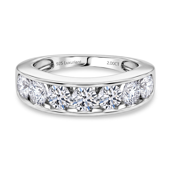 LUXURIANT 2 Ct. Lab Grown Diamond Half Eternity Band Ring in Rhodium Overlay Sterling Silver SGL Certified (SI-G-H) 8579633 1