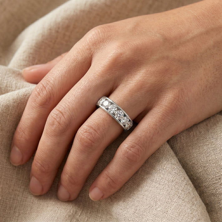 LUXURIANT 2 Ct. Lab Grown Diamond Half Eternity Band Ring in Rhodium Overlay Sterling Silver SGL Certified (SI-G-H) 8579633 2