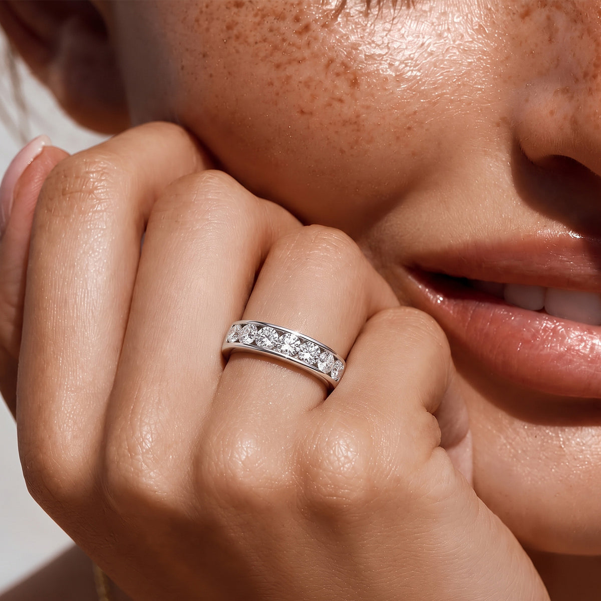 LUXURIANT 2 Ct. SGL Certified Lab Grown Diamond (SI-G-H) Half Eternity Band Ring in Rhodium Overlay Sterling Silver 8579633 4