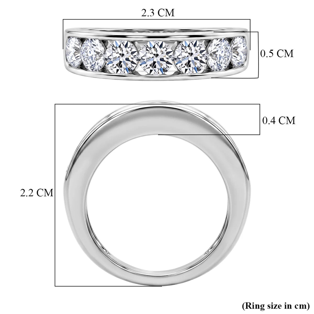 LUXURIANT 2 Ct. SGL Certified Lab Grown Diamond (SI-G-H) Half Eternity Band Ring in Rhodium Overlay Sterling Silver 8579633 7