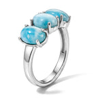 D'Joy - Natural Larimar Trilogy Ring in Platinum Overlay Sterling Silver 2.90 Ct._8579640_3
