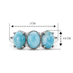 D'Joy - Natural Larimar Trilogy Ring in Platinum Overlay Sterling Silver 2.90 Ct._8579640_5