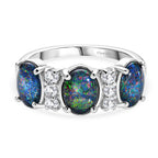 D'Joy - Boulder Opal & White Zircon Ring in Rhodium Overlay Sterling Silver 2.85 Ct._8579682