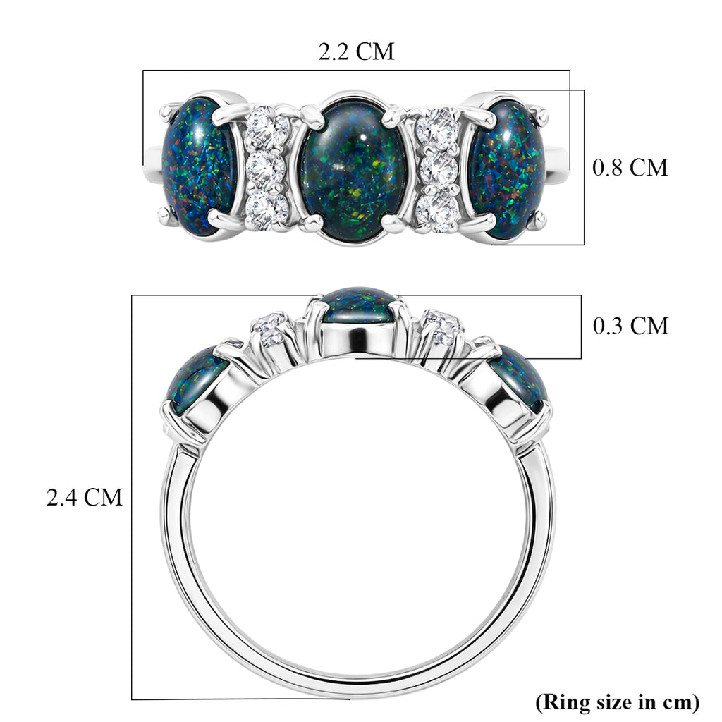 D'Joy - Boulder Opal & White Zircon Ring in Rhodium Overlay Sterling Silver 2.85 Ct._8579682_5