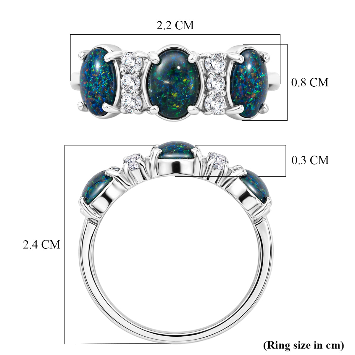D'Joy - Boulder Opal &amp; White Zircon Ring in Rhodium Overlay Sterling Silver 2.85 Ct. V32588740 6