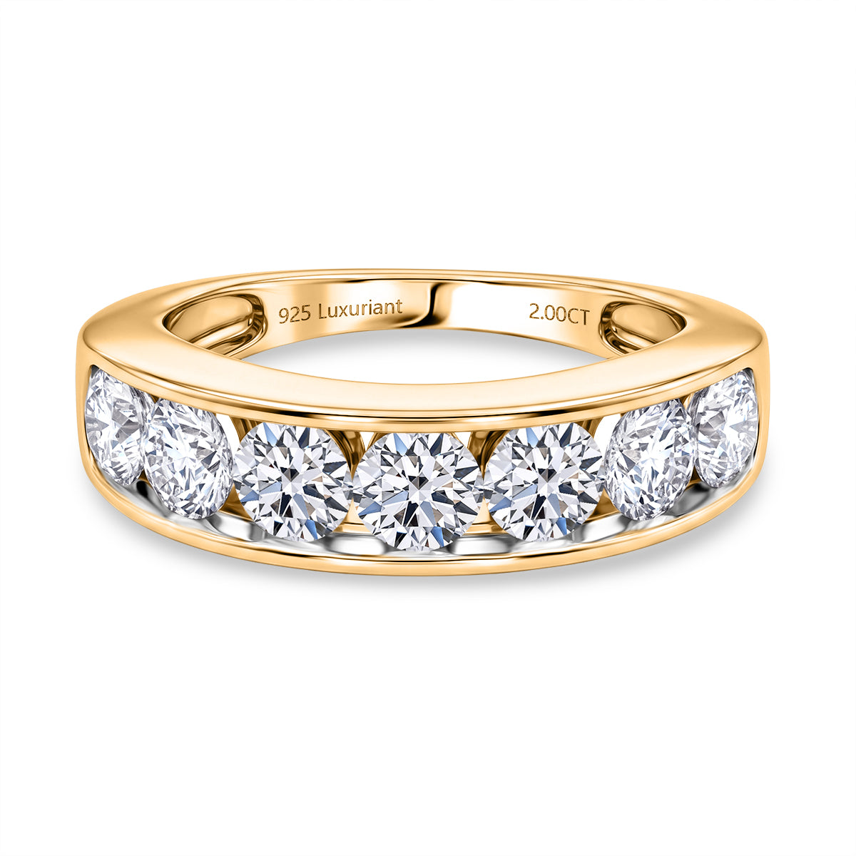 LUXURIANT 2 Ct. Lab Grown Diamond Half Eternity Band Ring in 18K Yellow Gold Vermeil Over Sterling Silver SGL Certified (SI-G-H) 8579740 0