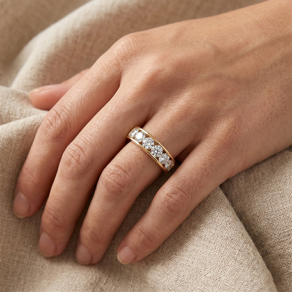 Luxuriant - SGL Certified Lab Grown Diamond (SI/G-H) Half Eternity Band Ring in 18K Gold Vermeil Sterling Silver 2.00 Ct._8579740_1