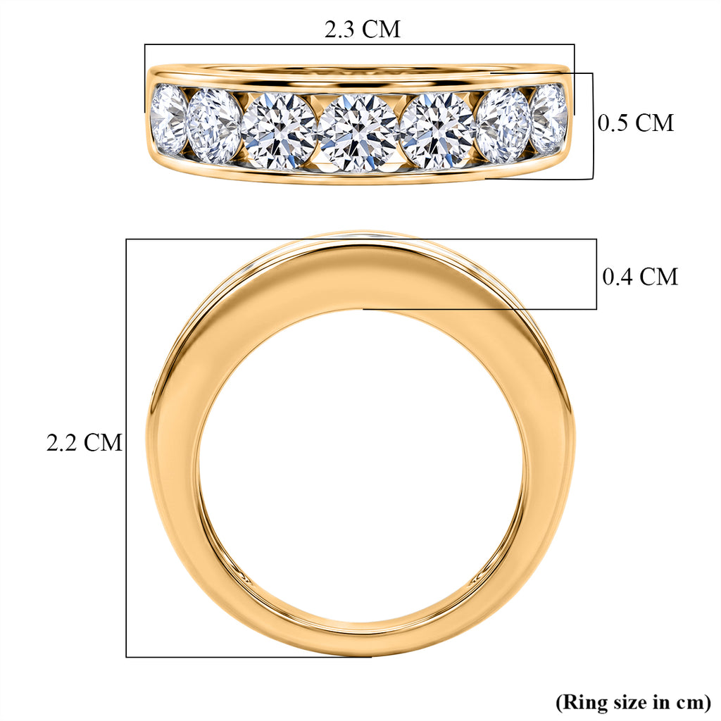 Luxuriant - SGL Certified Lab Grown Diamond (SI/G-H) Half Eternity Band Ring in 18K Gold Vermeil Sterling Silver 2.00 Ct._8579740_5