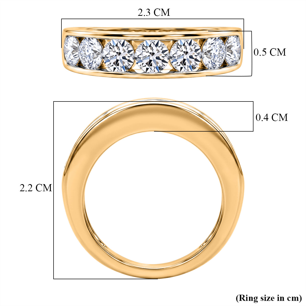 LUXURIANT 2 Ct. Lab Grown Diamond Half Eternity Band Ring in 18K Yellow Gold Vermeil Over Sterling Silver SGL Certified (SI-G-H) 8579740 6