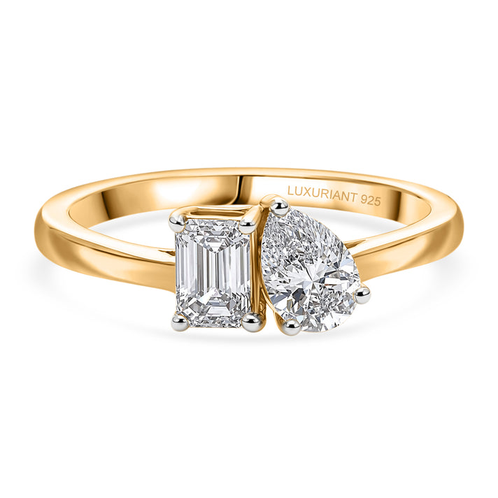 LUXURIANT 1 Ct. Lab Grown Diamond Toi Et Moi Ring in 18K Vermeil Yellow Gold Plated Sterling Silver SGL Certified (SI-G-H) 8579769 1