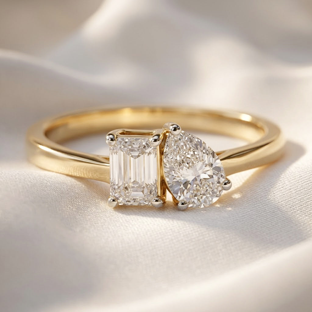 Luxuriant - SGL Certified Lab Grown Diamond (SI/G-H) Toi-et-Moi Ring in 18K Vermeil Yellow Gold Plated Sterling Silver 1.00 Ct._8579769_2