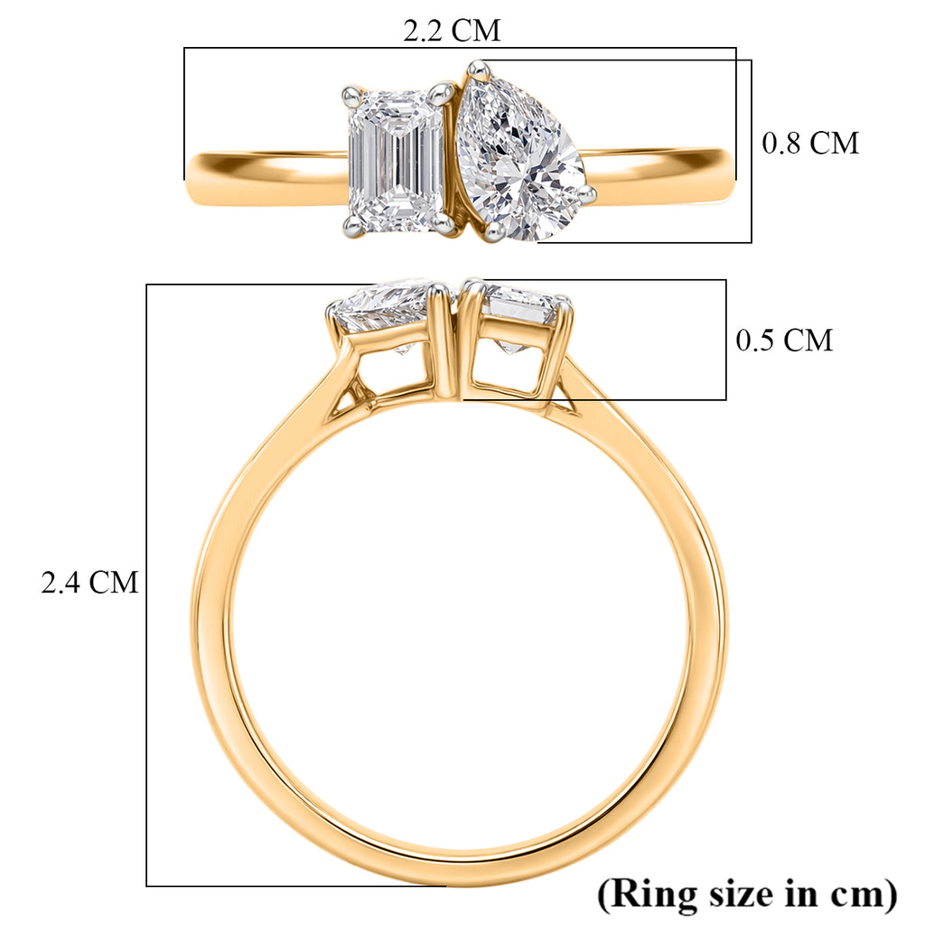 Luxuriant - SGL Certified Lab Grown Diamond (SI/G-H) Toi-et-Moi Ring in 18K Vermeil Yellow Gold Plated Sterling Silver 1.00 Ct._8579769_5