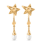 GP - Radiant Ember Garnet, Blue Sapphire, Fresh Water Pearl & White Zircon Dangling Earring with Push Back in 18K Vermeil Yellow Gold Plated Sterling Silver 4.05 Ct._8579790_4