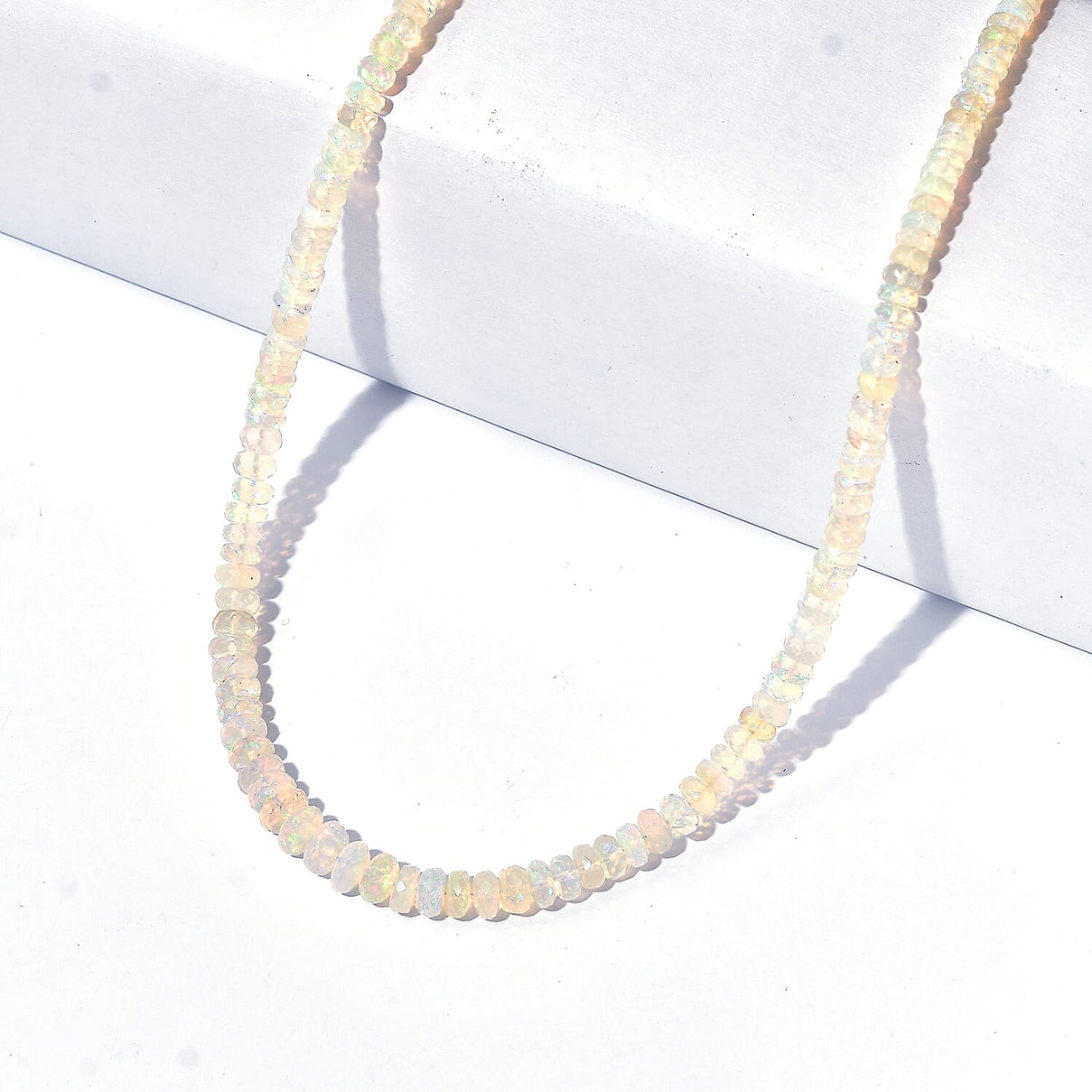 D'Joy - AAA Ethiopian Opal Beads Necklace (Size - 18+2 Ext) with Lobster Clasp in Rhodium Overlay Sterling Silver 79.00 Ct. V32513976 0