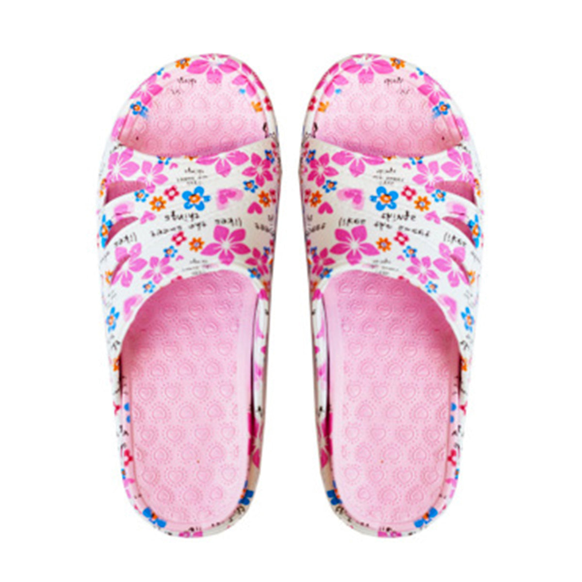 Closeout Ladies Floral Open Toe Sliders With Cut-Out Detailing (Size 4) - Light Pink &amp; White V32567485 0